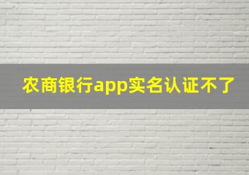 农商银行app实名认证不了