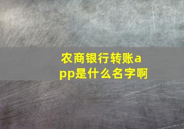 农商银行转账app是什么名字啊