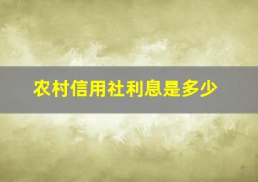 农村信用社利息是多少