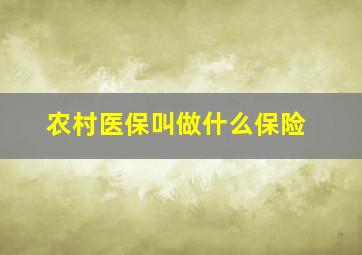 农村医保叫做什么保险