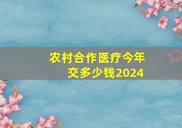 农村合作医疗今年交多少钱2024