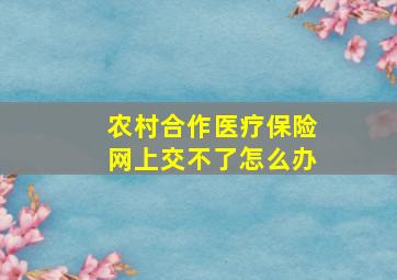 农村合作医疗保险网上交不了怎么办