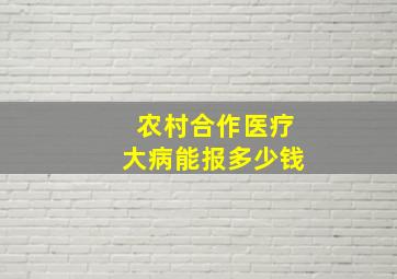 农村合作医疗大病能报多少钱