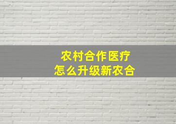 农村合作医疗怎么升级新农合