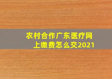 农村合作广东医疗网上缴费怎么交2021