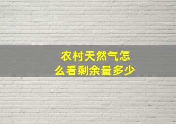 农村天然气怎么看剩余量多少