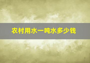 农村用水一吨水多少钱