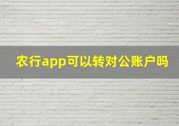 农行app可以转对公账户吗