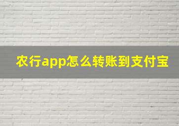 农行app怎么转账到支付宝