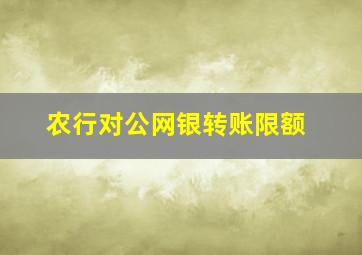 农行对公网银转账限额