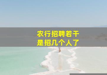 农行招聘若干是招几个人了