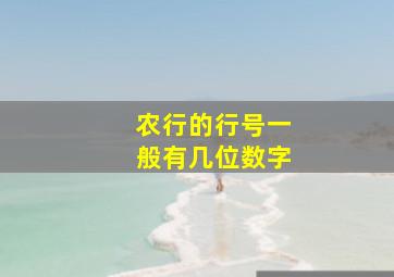 农行的行号一般有几位数字