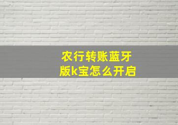 农行转账蓝牙版k宝怎么开启