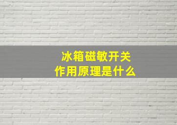 冰箱磁敏开关作用原理是什么