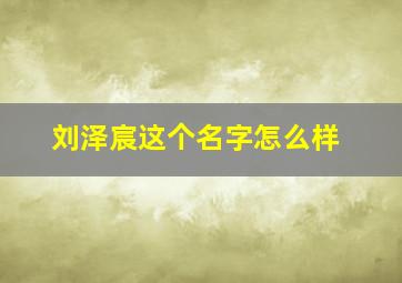 刘泽宸这个名字怎么样