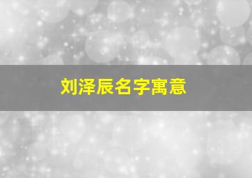 刘泽辰名字寓意