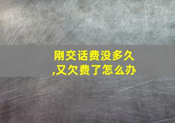 刚交话费没多久,又欠费了怎么办