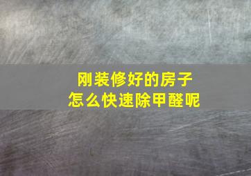 刚装修好的房子怎么快速除甲醛呢