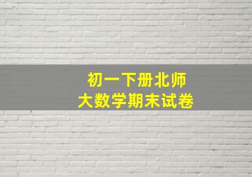 初一下册北师大数学期末试卷