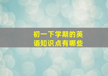 初一下学期的英语知识点有哪些