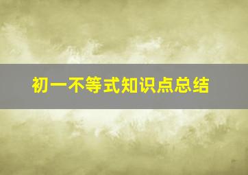 初一不等式知识点总结