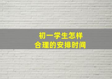 初一学生怎样合理的安排时间