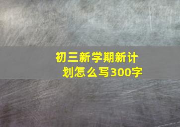 初三新学期新计划怎么写300字