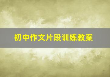 初中作文片段训练教案