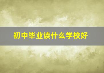 初中毕业读什么学校好