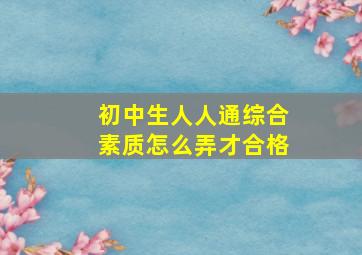 初中生人人通综合素质怎么弄才合格