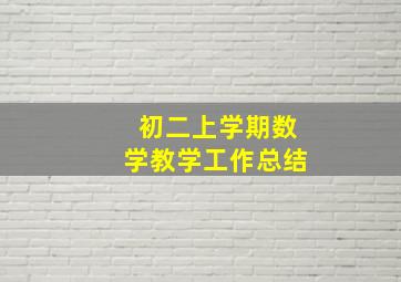 初二上学期数学教学工作总结