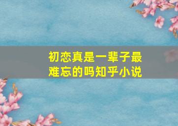 初恋真是一辈子最难忘的吗知乎小说