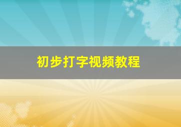 初步打字视频教程