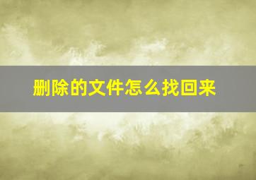 删除的文件怎么找回来