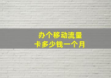 办个移动流量卡多少钱一个月