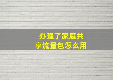 办理了家庭共享流量包怎么用