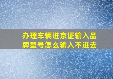 办理车辆进京证输入品牌型号怎么输入不进去