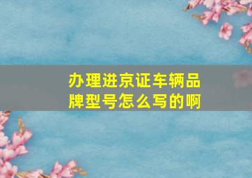 办理进京证车辆品牌型号怎么写的啊