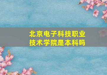 北京电子科技职业技术学院是本科吗