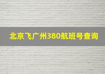 北京飞广州380航班号查询