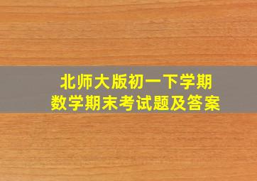 北师大版初一下学期数学期末考试题及答案