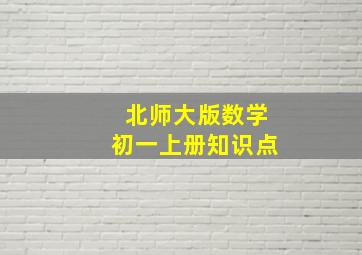 北师大版数学初一上册知识点