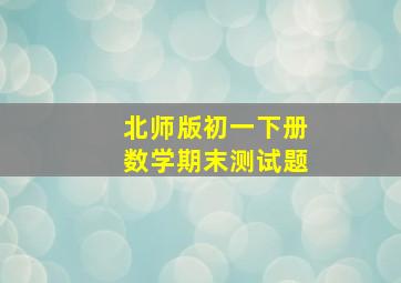 北师版初一下册数学期末测试题