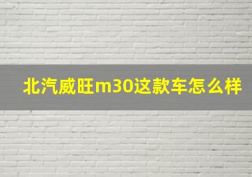 北汽威旺m30这款车怎么样