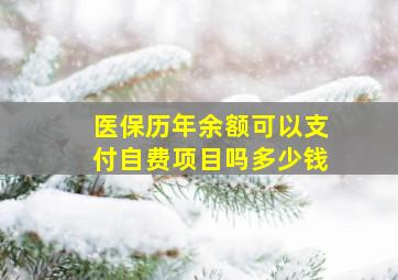 医保历年余额可以支付自费项目吗多少钱