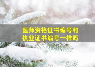 医师资格证书编号和执业证书编号一样吗