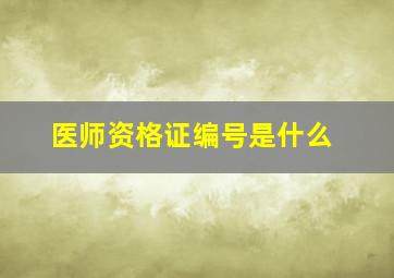 医师资格证编号是什么