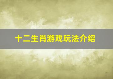 十二生肖游戏玩法介绍