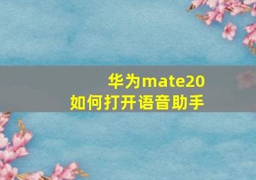 华为mate20如何打开语音助手