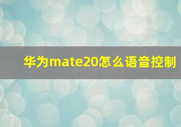 华为mate20怎么语音控制